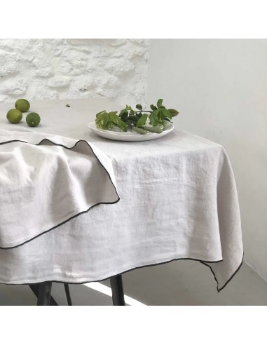 Nappe ou rideau en lin lavé sable surjet charbon Oslo Passage Vernet - 170x250cm prix