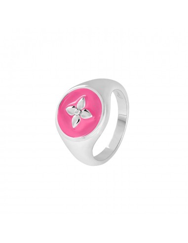 Chevalière argent et laque rose fushia Cabirol votre