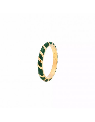 Bague anneau Aimée en vermeil et laque vert sapin Cabirol ou a consommer sur place