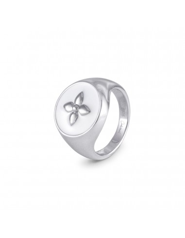 Bague Chevalière Croisette en argent  laqué blanc en ligne