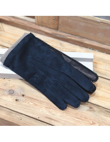 Gants Homme en Cuir bi-matière - Bleu acheter