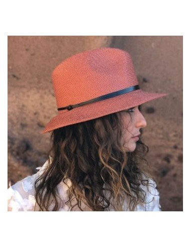 Chapeau Papier et Lien Cuir - Terracotta livraison et retour toujours gratuits