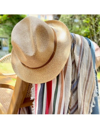 Chapeau Papier et Lien Cuir - Havane Les magasins à Paris